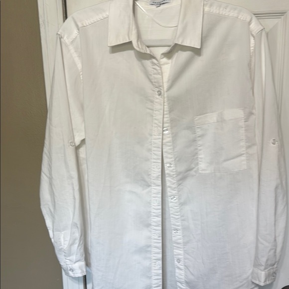 Crescent White Button Down Shirt with Pointed Collar - Picture 1 of 9